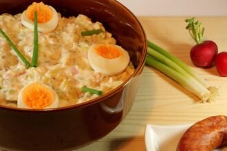 potato salad, salad, mayonaise, egg, cucumber, sausage, herbs, meal, yummy, food, kitchen, tasty, nourishment, potatoes, dish, potato salad, potato salad, potato salad, potato salad, potato salad