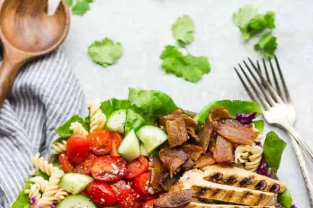 Balsamic Chicken Cobb Salad with fresh ingredients and a tangy dressing