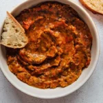 Delicious Moroccan Zaalouk made with eggplant and spices served in a bowl.