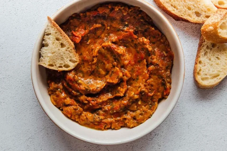 Delicious Moroccan Zaalouk made with eggplant and spices served in a bowl.