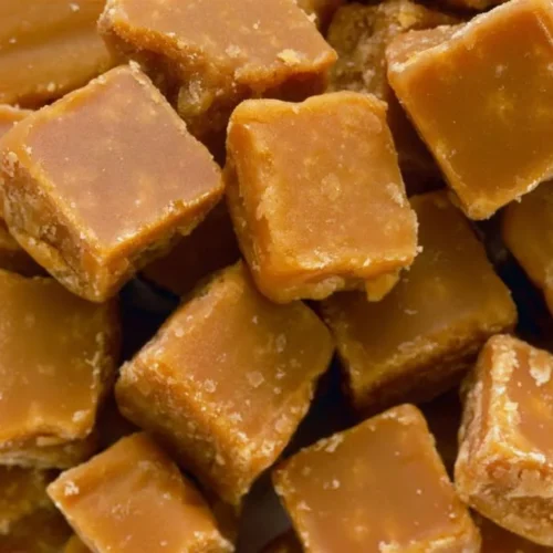 Old-Fashioned Buttermilk Fudge dessert on a rustic wooden table