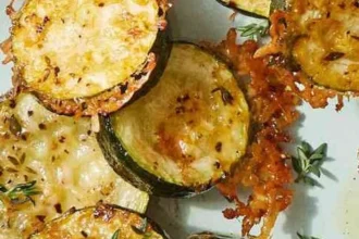 Parmesan-and-herb-crusted zucchini baked to golden perfection.