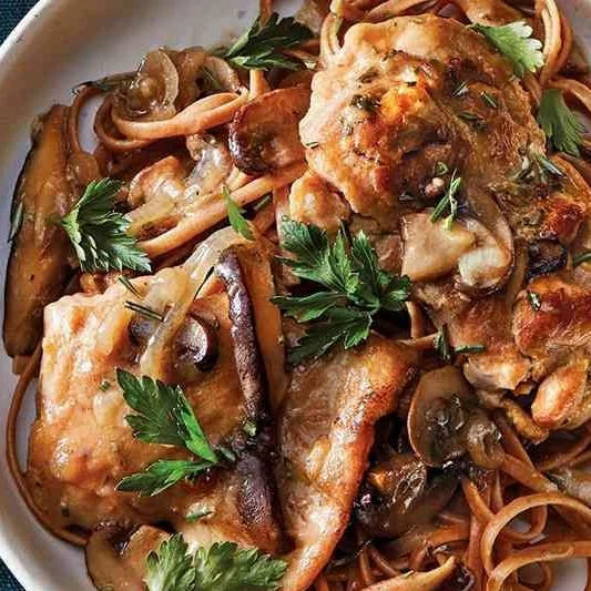 Slow-cooker chicken dinner with vegetables and herbs.