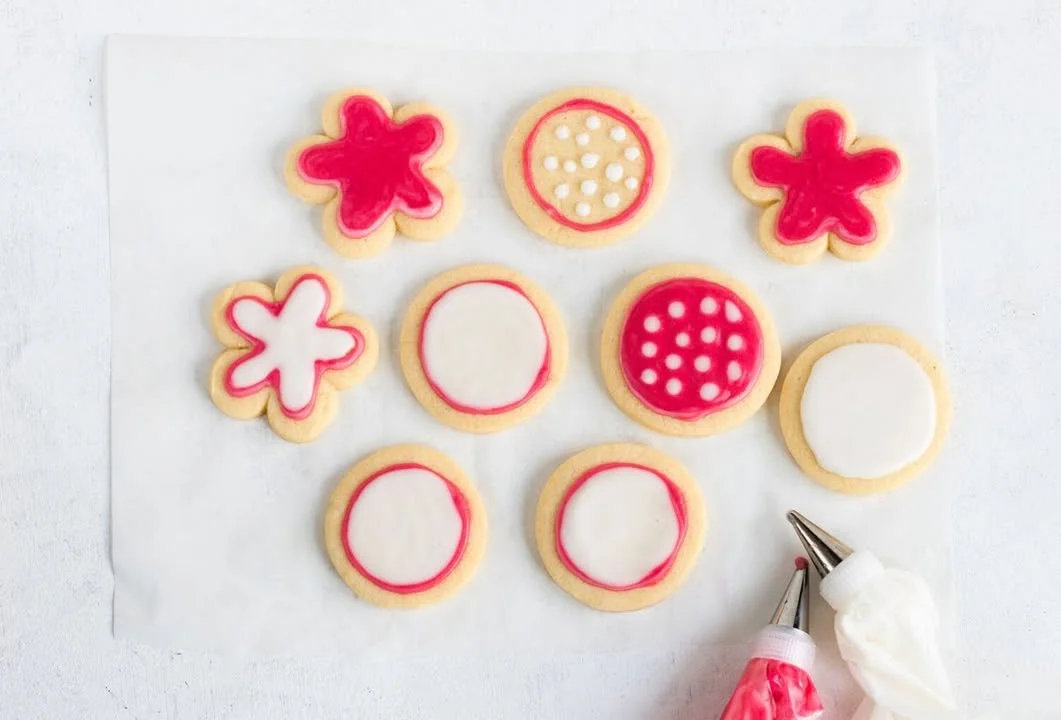 Decorative icing on sugar cookies for special occasions