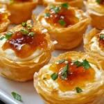 Delicious pepper jelly and cream cheese bites on a serving platter.