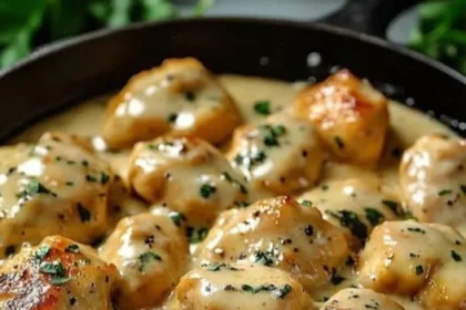 Delicious Butter Chicken Skillet at Texas Roadhouse served with flavorful creamy sauce.
