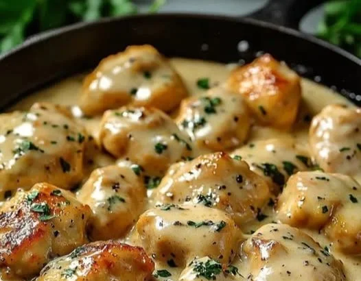 Delicious Butter Chicken Skillet at Texas Roadhouse served with flavorful creamy sauce.