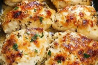 Delicious Melt In Your Mouth Chicken garnished and plated for serving