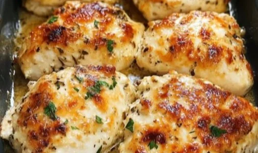 Delicious Melt In Your Mouth Chicken garnished and plated for serving