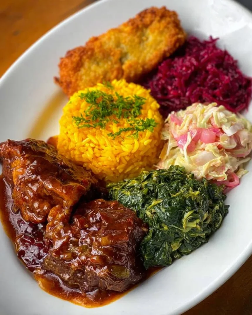 Colorful and vibrant plate showcasing an array of fresh flavors and ingredients