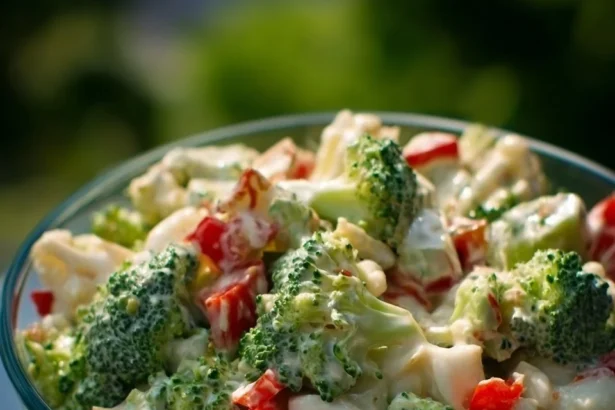 Broccoli Cauliflower Pepita Salad featuring fresh veggies and crunchy seeds