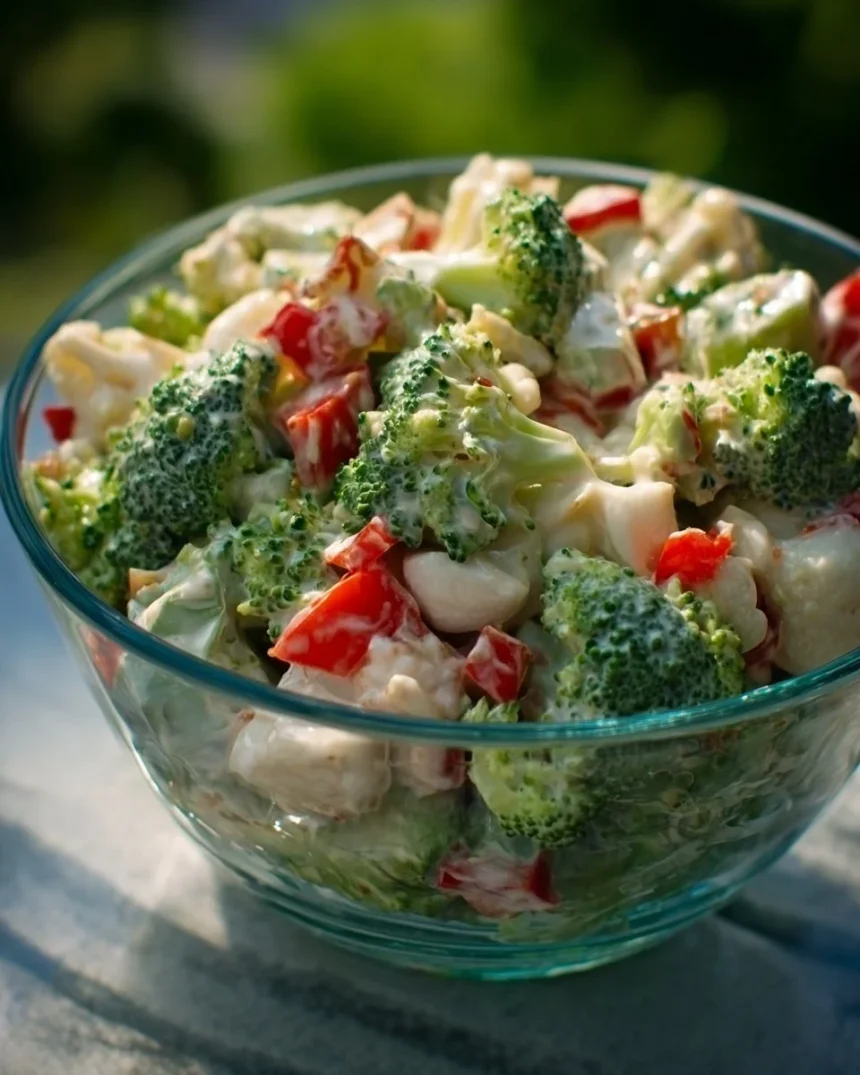 Broccoli Cauliflower Pepita Salad featuring fresh veggies and crunchy seeds