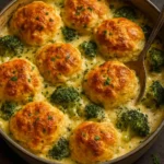 Delicious cheesy broccoli pretzel casserole baked to perfection