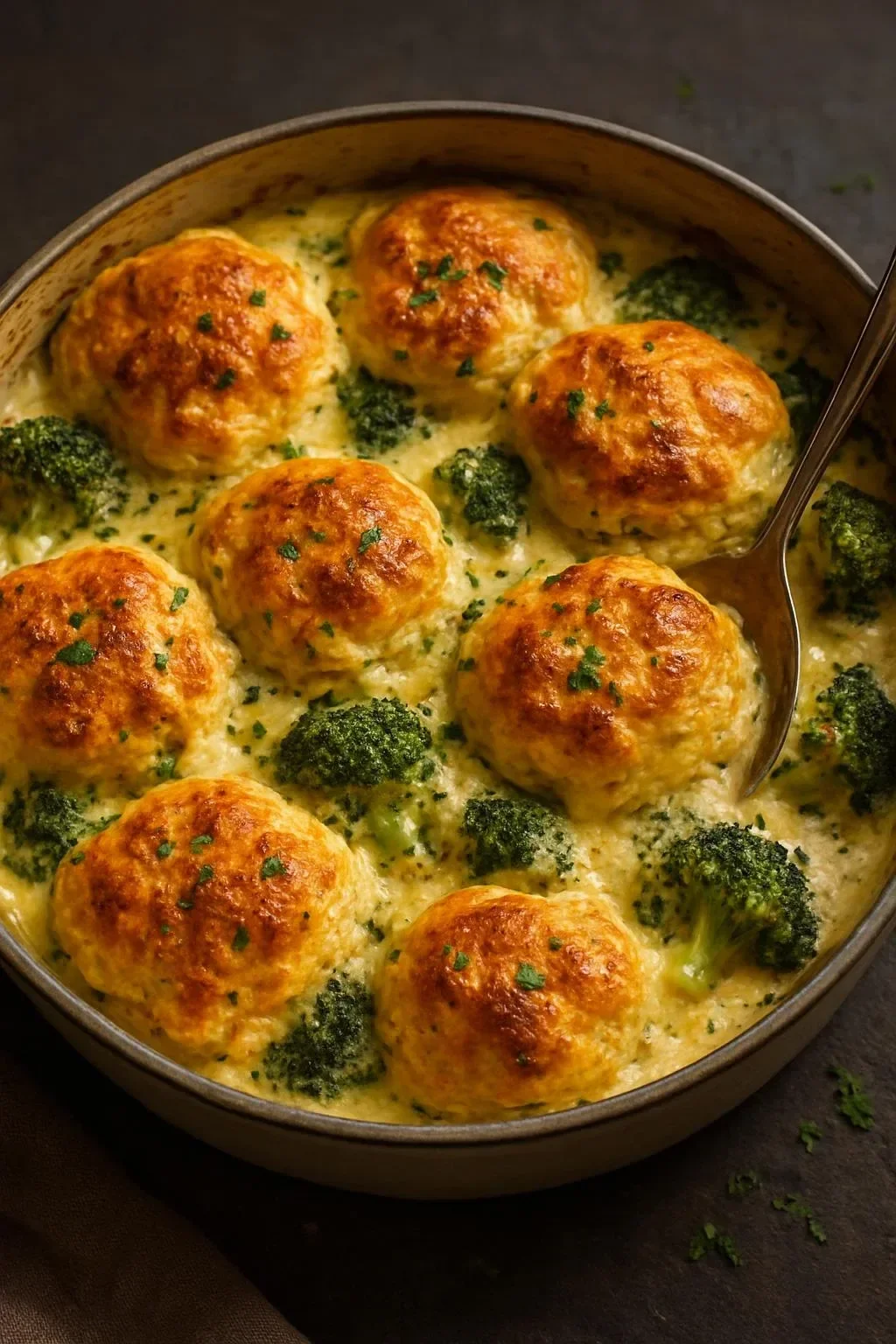 Delicious cheesy broccoli pretzel casserole baked to perfection