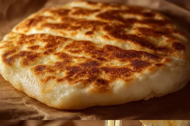 Cheesy potato bread fresh out of the oven, golden and cheesy.