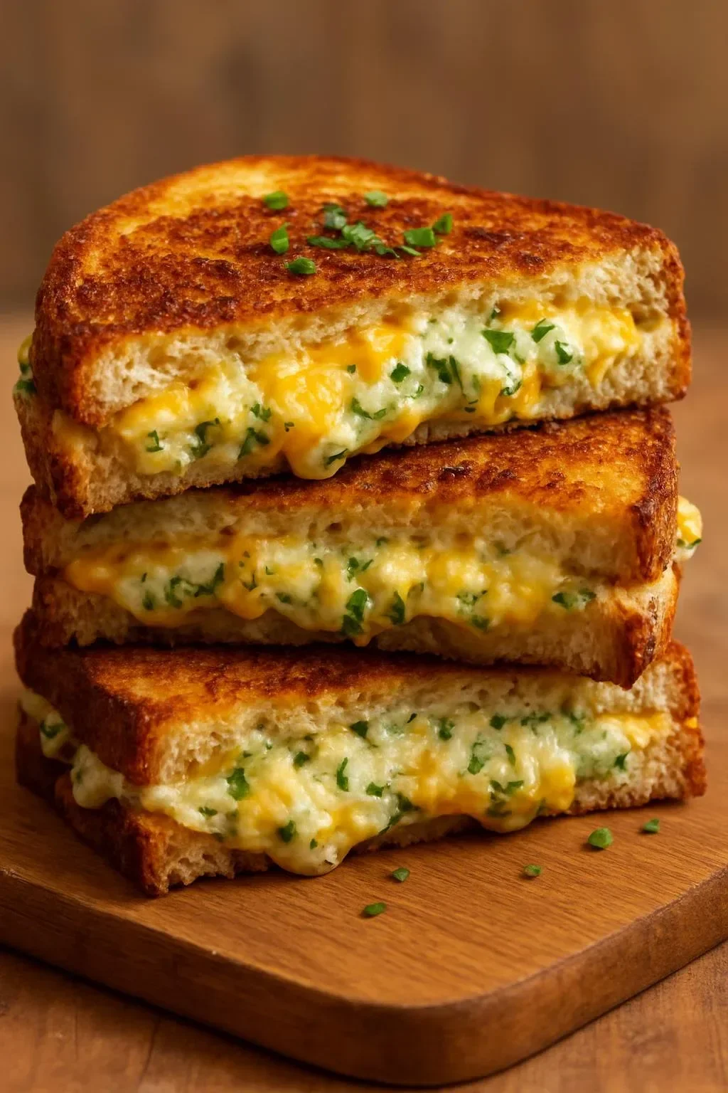Cheesy zucchini, spinach, and pepper jack grilled sandwich on a plate