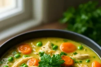 Delicious chicken coconut soup served in a comforting bowl