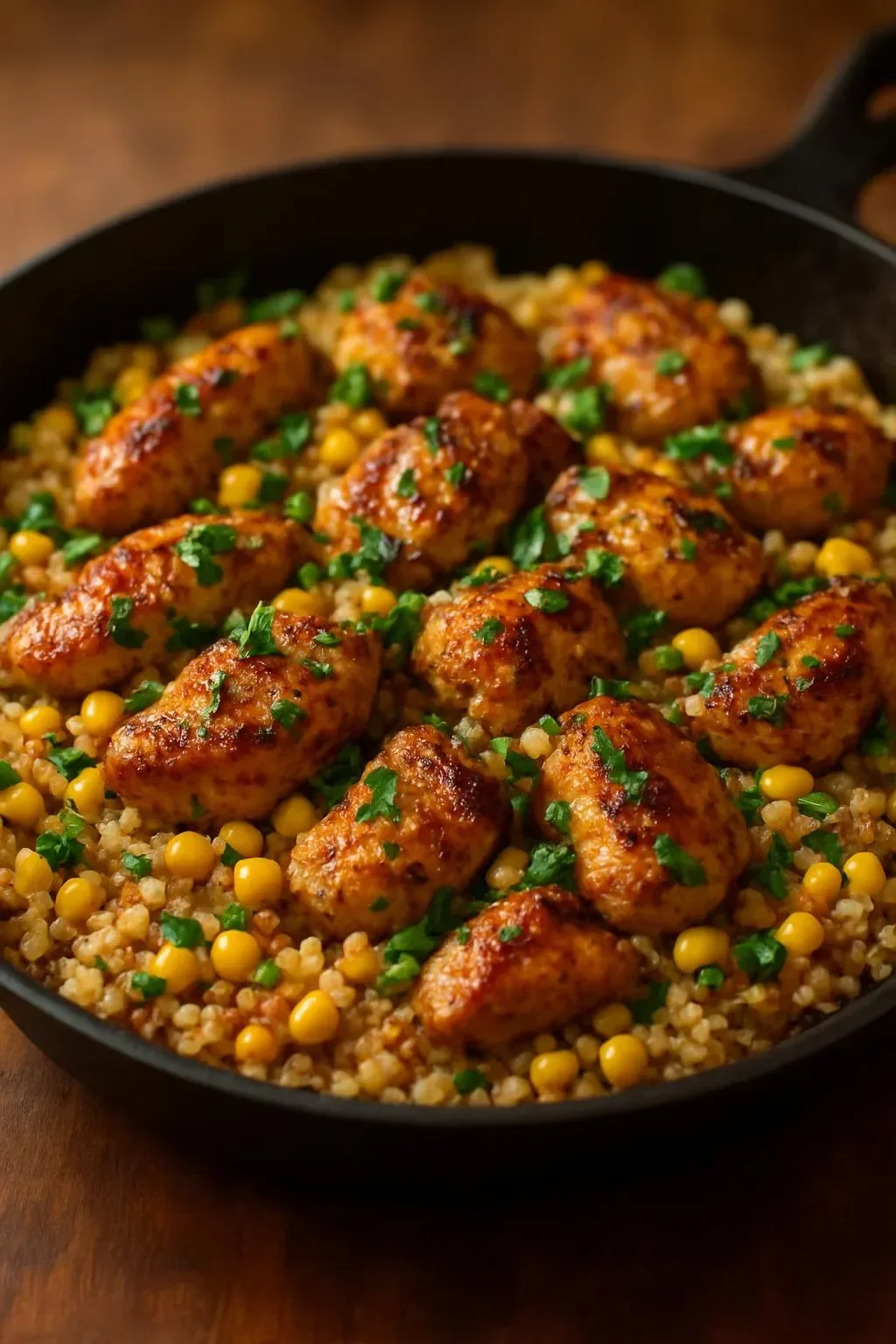 Comfort Bowl with Chicken, Corn, and Garlic Parmesan Rice