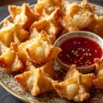 Crispy Crab Rangoon served with sweet and sour sauce