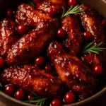 Cranberry-Pomegranate Turkey Wings with Orange Marmalade Glaze and Onions