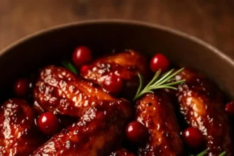 Cranberry-Pomegranate Turkey Wings with Orange Marmalade Glaze and Onions
