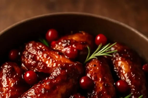 Cranberry-Pomegranate Turkey Wings with Orange Marmalade Glaze and Onions