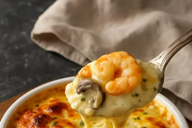 Delicious creamy seafood pot pie served in a golden crust