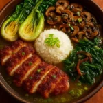 Crispy Chicken & Mushroom Bowl in ginger-garlic broth