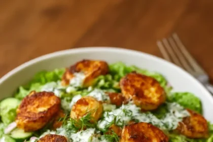 Crispy Smashed Potato Dill Salad with fresh herbs and vibrant colors