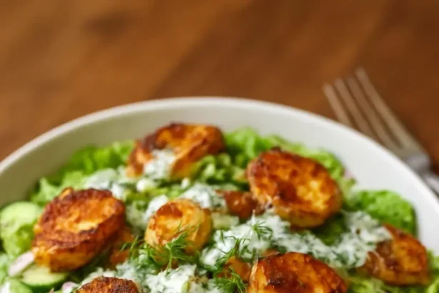 Crispy Smashed Potato Dill Salad with fresh herbs and vibrant colors