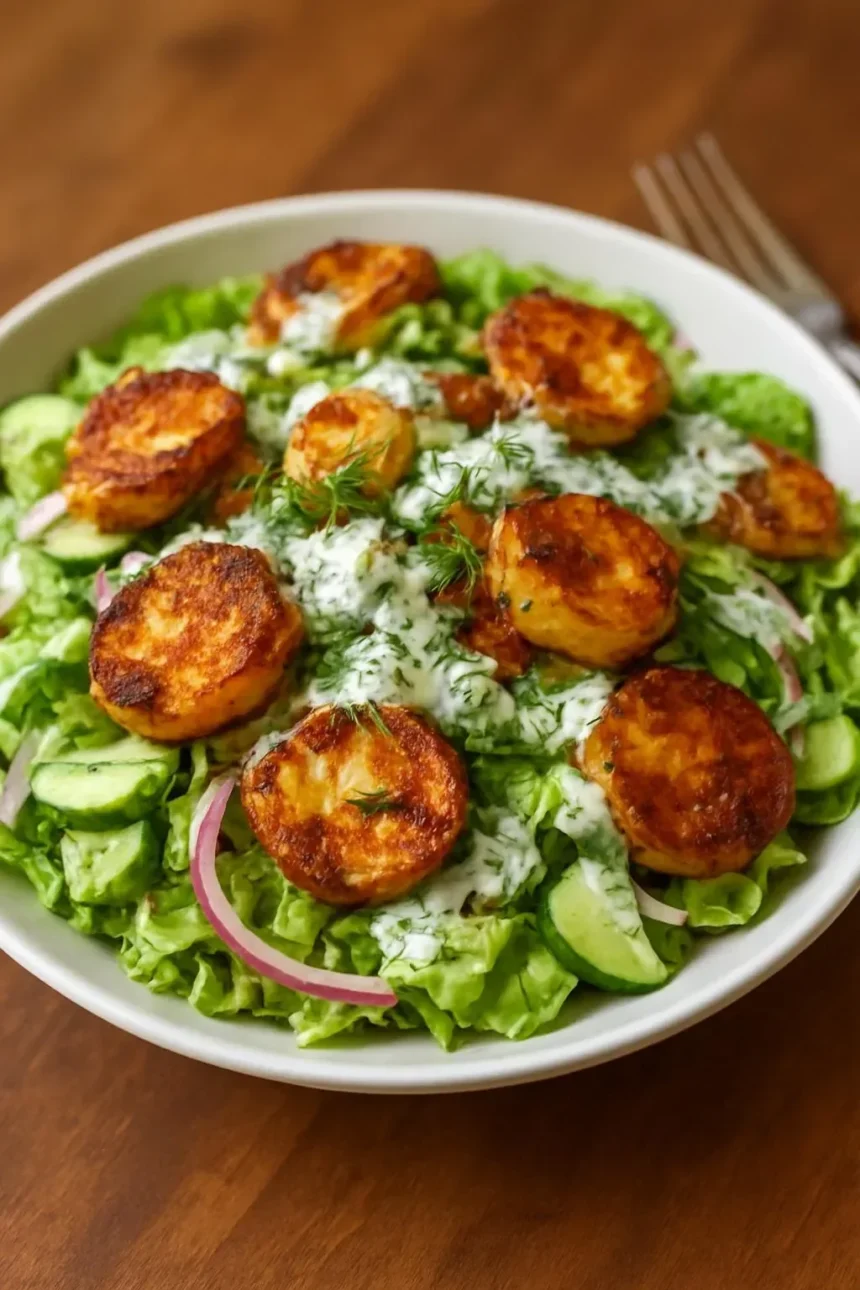 Crispy Smashed Potato Dill Salad with fresh herbs and vibrant colors