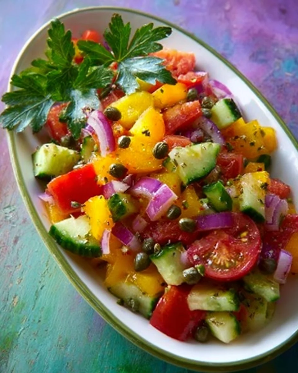 Cucumber salad with dill vinaigrette served in a bowl