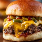 Delicious Cheddar Smash Burger with melted cheese and grilled meat