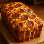 Pepperoni and cheese quick bread, a savory snack recipe for easy cooking.