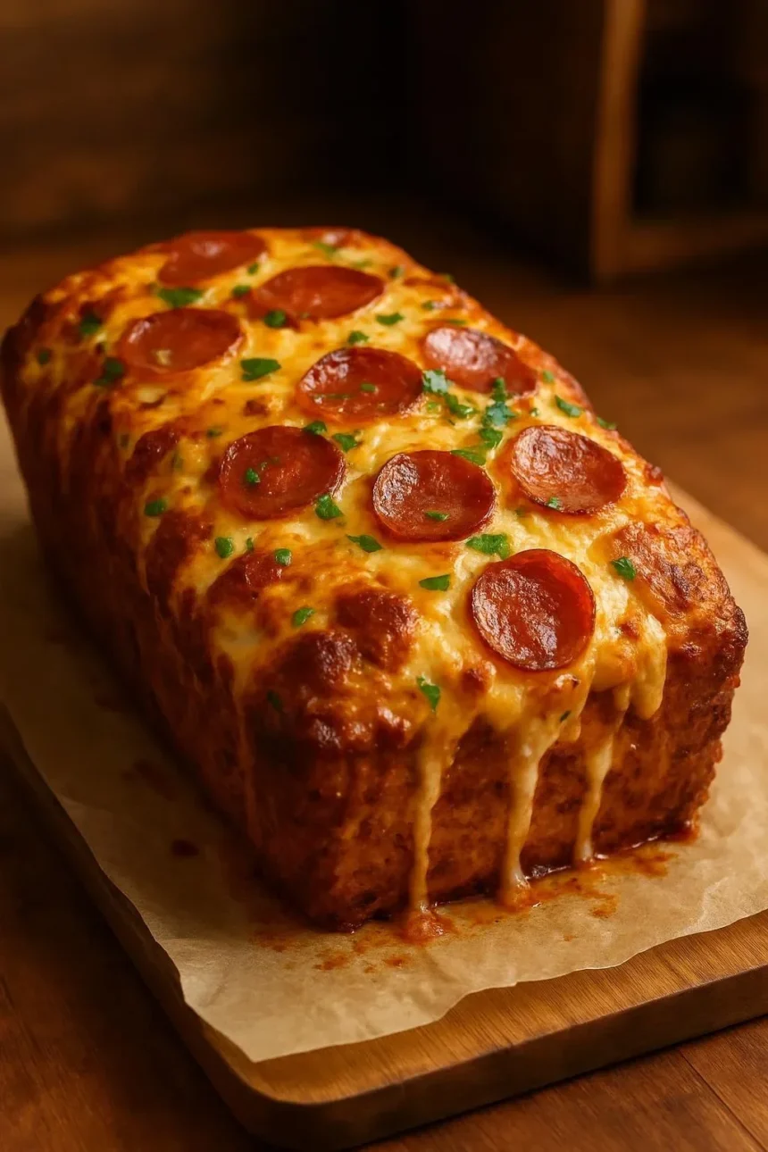Pepperoni and cheese quick bread, a savory snack recipe for easy cooking.