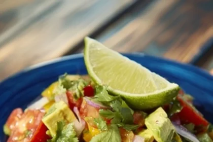 Persian-style tomato avocado salad with fresh ingredients