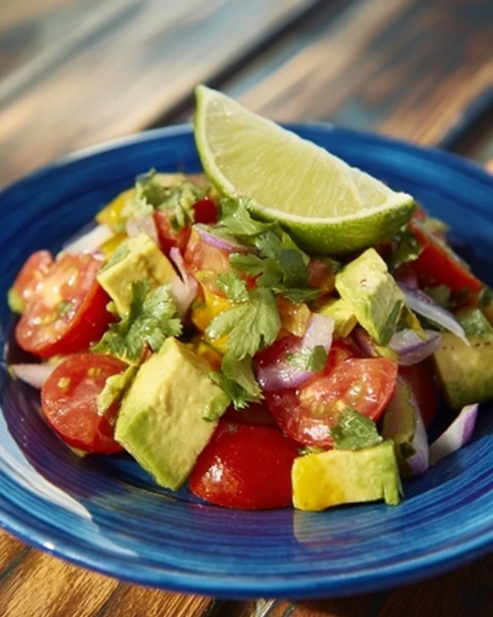Persian-style tomato avocado salad with fresh ingredients