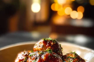 Quick French onion meatballs with caramelized onions and melted cheese
