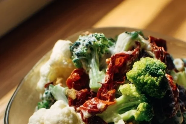 Colorful raw vegetable salad with fresh greens, tomatoes, and cucumbers