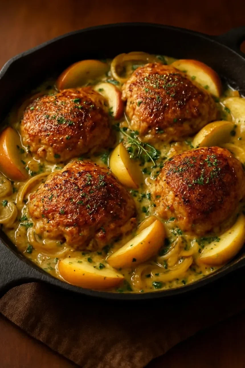 Savory French Baked Chicken Normandy served with vegetables and herbs