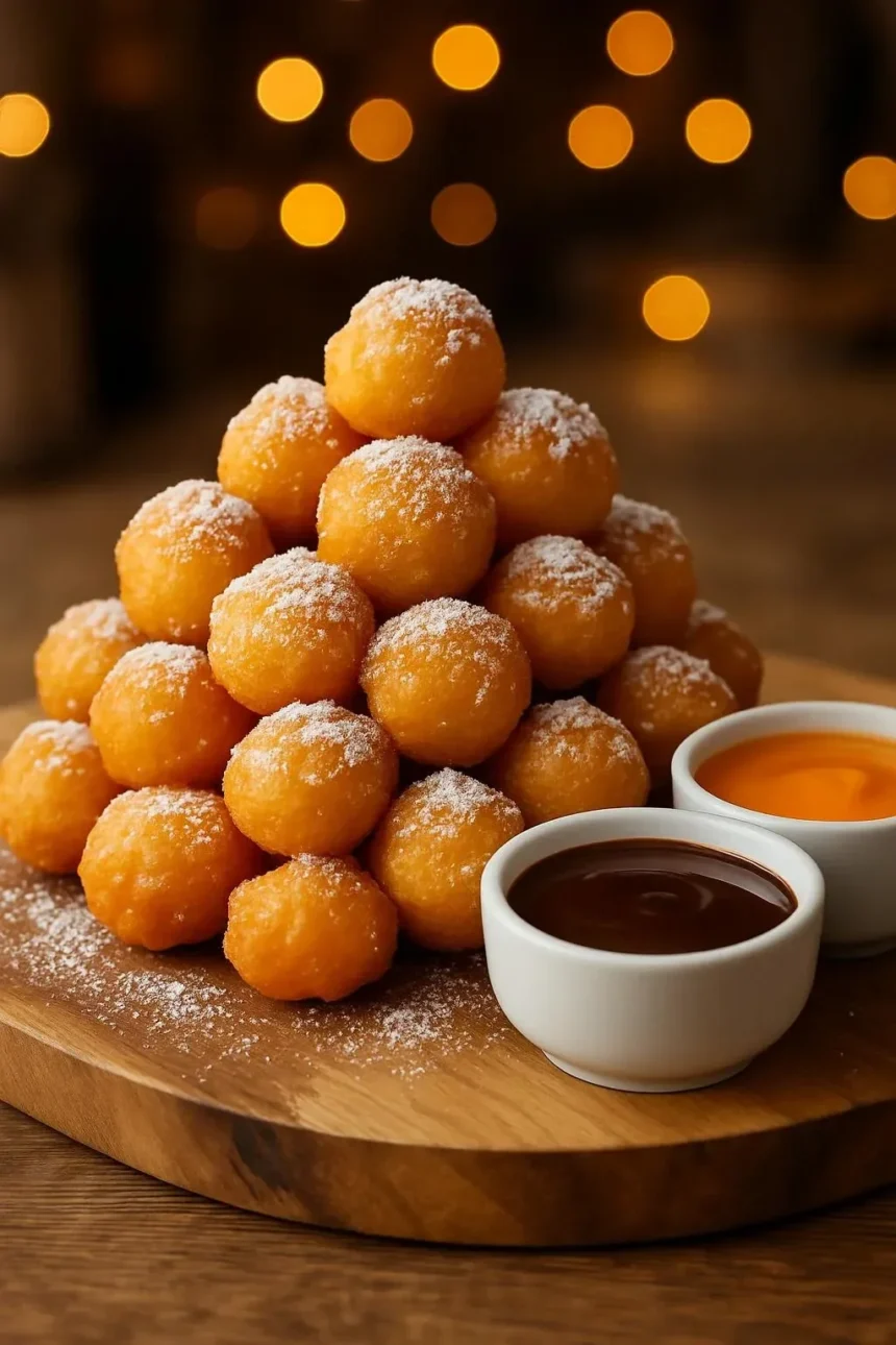 Delicious sweet and crispy funnel bites served on a plate