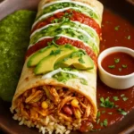 Two-Sauce Chicken Burritos loaded with flavor and delicious sauces