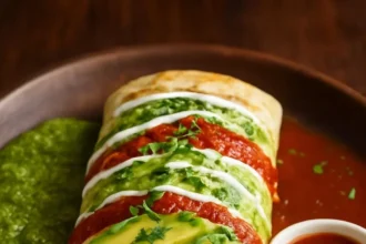 Two-Sauce Chicken Burritos loaded with flavor and delicious sauces