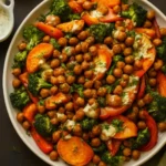 30-Minute Roasted Broccoli Salad with Sweet Potato and Chickpeas