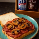 Delicious Bacon Mushroom Sandwich with crispy bacon and sautéed mushrooms