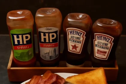 Plate of scrambled eggs, bacon, and pancakes for a breakfast for dinner concept.