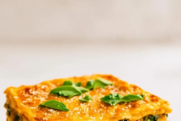 Deliciously layered butternut squash lasagna with cheese and herbs