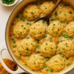 Bowl of homemade Chicken Pot Pie Soup with vegetables and herbs