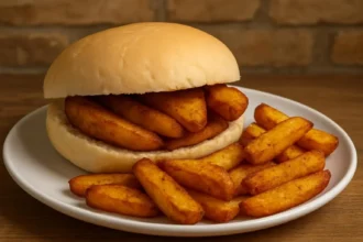 Delicious Chip Bap with crispy chips in a fluffy bap