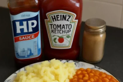 Delicious corned beef mash with beans served in a bowl